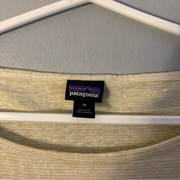Patagonia Women’s Striped Yellow Hemp Cotton Blend Shirt Size M - Picture 2 of 6